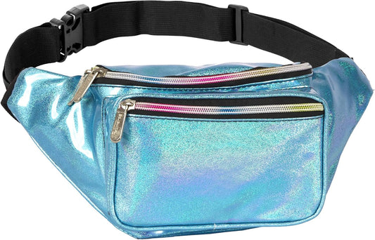 Blue Glitter Holographic Fanny Pack