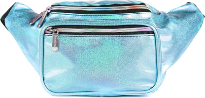 Blue Glitter Holographic Fanny Pack